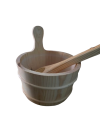 wooden sauna bucket and ladle set